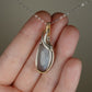 Chatoyant Gray Moonstone Pendant Wire-Wrapped in Sterling Silver and 14k Goldfilled Wire