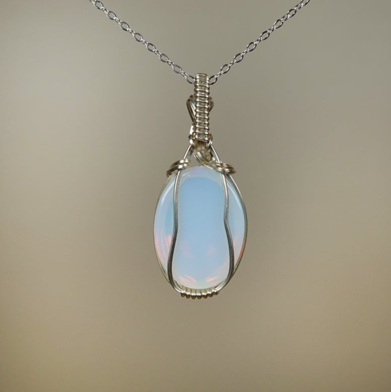 Opalite Pendant Wire-Wrapped in Sterling Silver