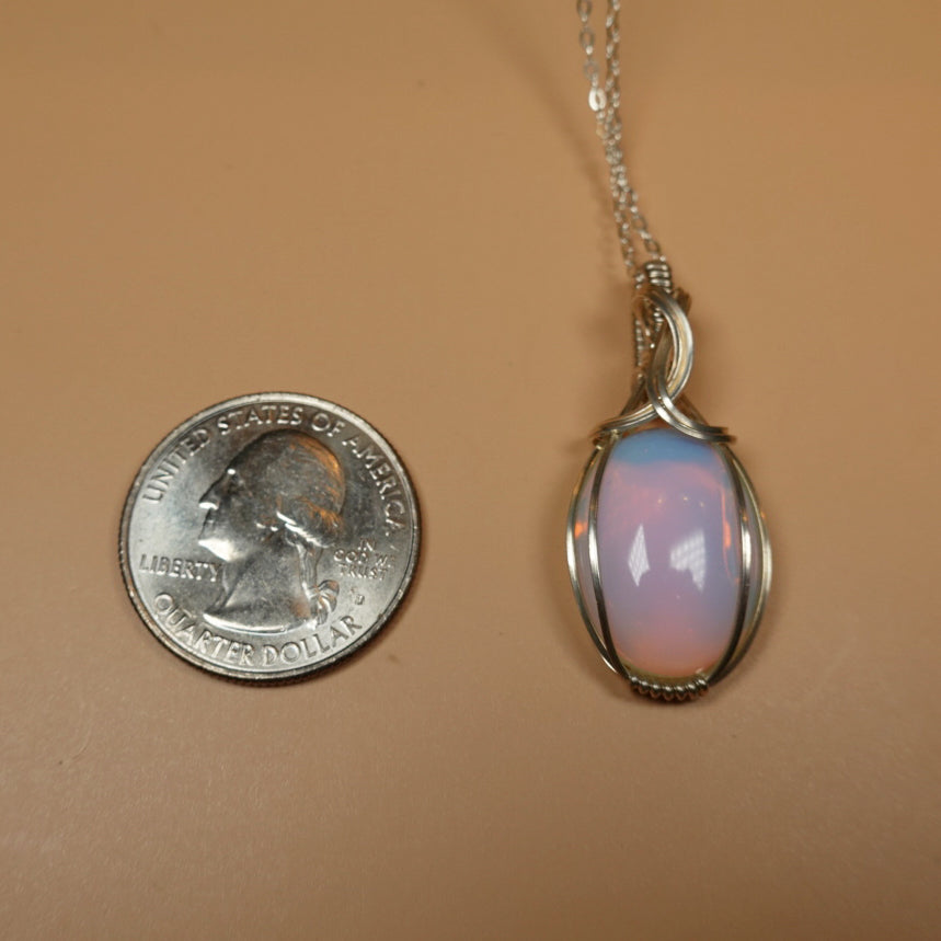 Opalite Pendant Wire-Wrapped in Sterling Silver