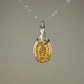 Vintage Yellow Murano Glass ("Millefiori") Pendant Wire-Wrapped in Sterling Silver