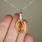 Vintage Yellow Murano Glass ("Millefiori") Pendant Wire-Wrapped in Sterling Silver