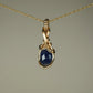 Blue Rosecut Sapphire Pendant Wire-Wrapped in 14k Goldfilled Wire