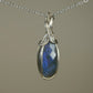 Rosecut Blue Labradorite Pendant Wire-Wrapped in Sterling Silver